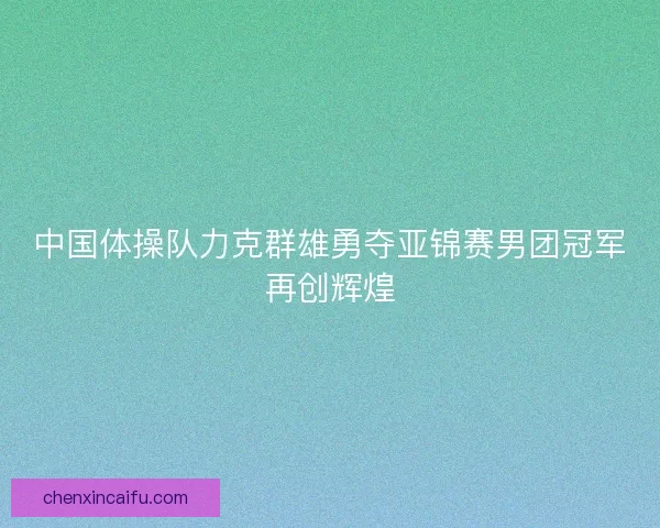 中国体操队力克群雄勇夺亚锦赛男团冠军再创辉煌