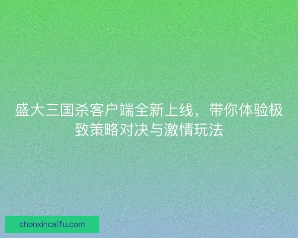 盛大三国杀客户端全新上线，带你体验极致策略对决与激情玩法