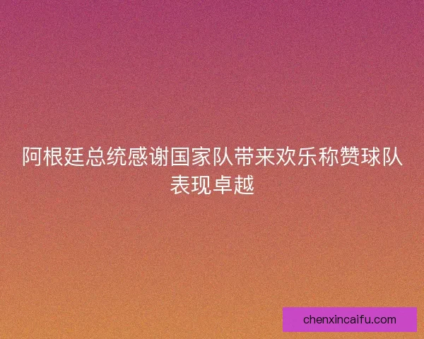 阿根廷总统感谢国家队带来欢乐称赞球队表现卓越