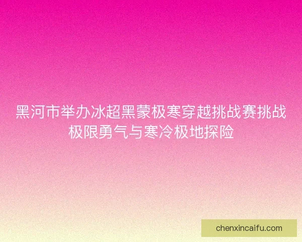 黑河市举办冰超黑蒙极寒穿越挑战赛挑战极限勇气与寒冷极地探险 黑河市举办冰超黑蒙极寒穿越挑战赛挑战极限勇气与寒冷极地探险